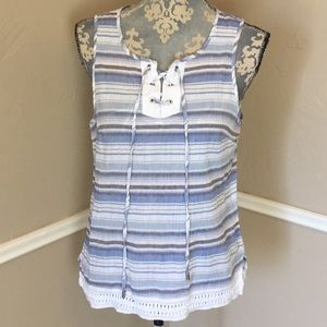 Lace up chest 100% Cotton Stripe Corset Ties Tank